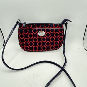 Tommy Hilfiger Crossbody Bag Purse Red Navy‎ Design Trim Canvass 07/12 Vtg Mini